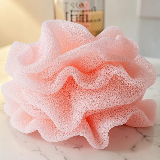 Plvxk Bath Sponge - Luxury Mesh Shower Loofah - High-Density Soft Lather - Gentle Exfoliating Bath Ball - Durable & Quick-Drying