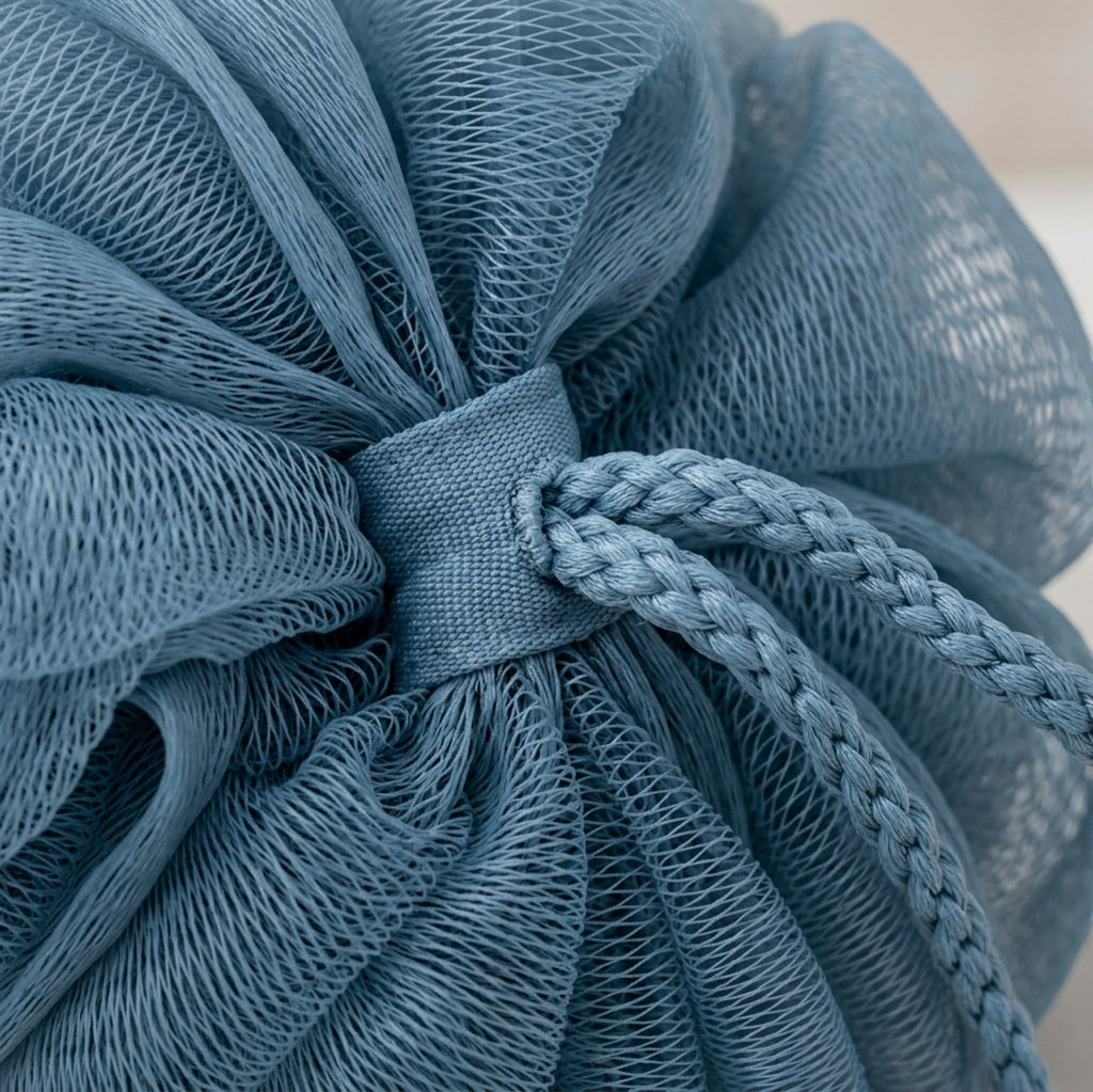 Plvxk Fine Mesh Bath Pouf Mist Blue - Detail view