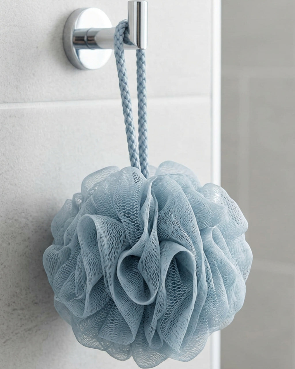 Plvxk Fine Mesh Bath Pouf Mist Blue - Lifestyle view